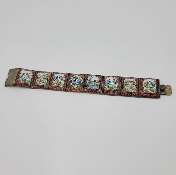 Vtg hand painted baked enamel bracelet - Picture 8 of 8